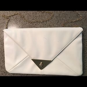 New York & Company White Envelope Bag